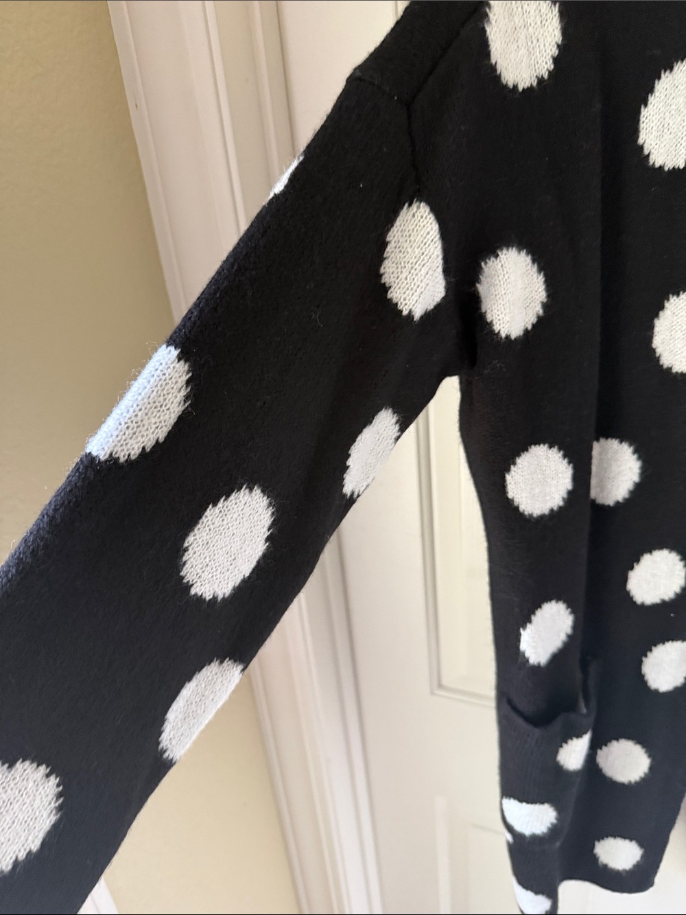NWT MAEVE/ ANTHROPOLOGIE POLKA DOT OPEN CARDIGAN SWEATER/ BLACK & WHITE XS/S - Picture 7 of 7